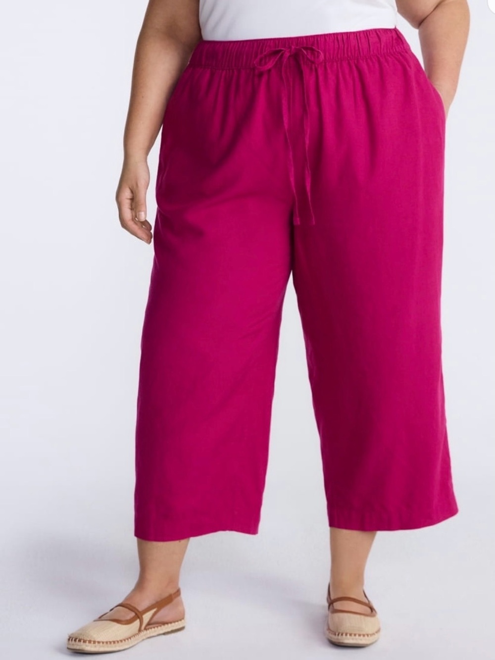 Cropped linen blend pants